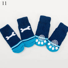 Load image into Gallery viewer, 4pcs/Set Cute Puppy Dog Knit Socks Small Dogs Cotton Anti-Slip Cat Shoes For Autumn Winter Indoor Wear Slip On Paw Protector