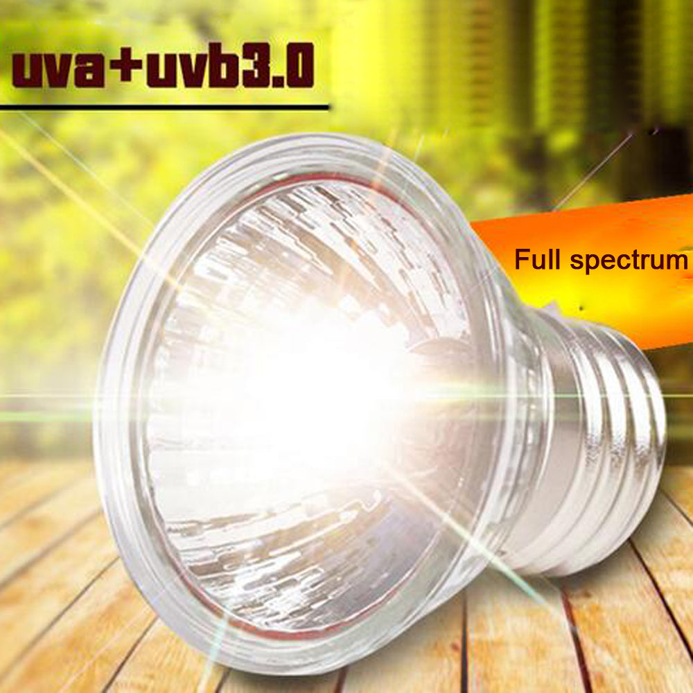 25/50/75W UVA+UVB 3.0 Reptile Lamp Turtle Tortoise Pet Basking UV Bulbs Heating Lamp Amphibians Temperature Control
